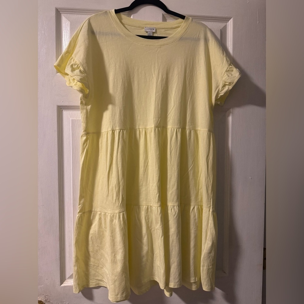 J. Crew Women’s Yellow Tiered Dress in 100% Cotton Re-Imagined Size Large